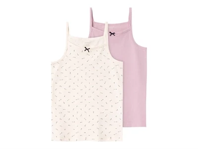 Name It strop top i hvid og rosa 2 pak med blomster