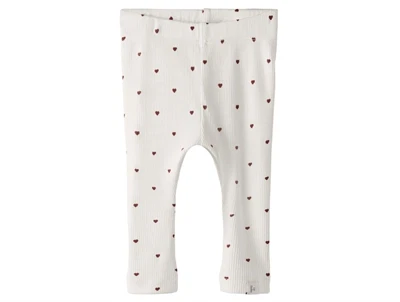 Lil' Atelier leggings coconut milk med hjerteprint