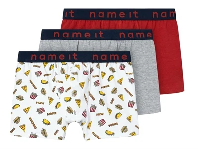 Name It grey melange boxershorts pizza (3-pak)