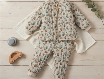 Lil Atelier pure cashmere printet termosæt med fleecefor