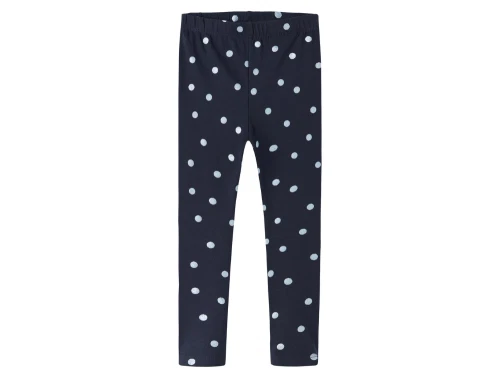 Detaljebillede af mørkeblå Name It MINI leggings med glimmerprint