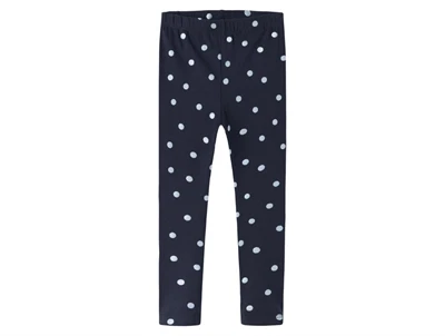 Detaljebillede af mørkeblå Name It MINI leggings med glimmerprint