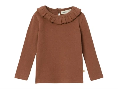 Lil Atelier carob brown flæsekrave bluse