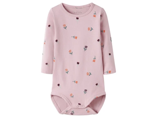 name it baby body i lyserød burnished lilac med blomsterprint