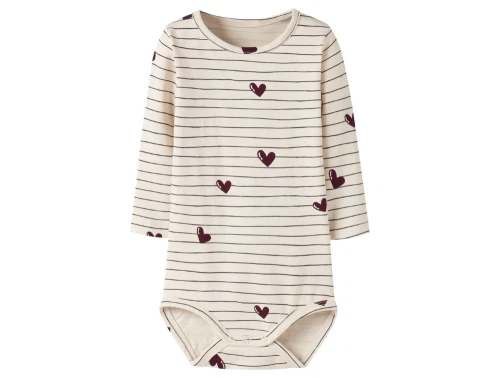 name it baby body i råhvid summer sand med striber og hjerteprint