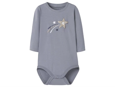 name it baby body i grå tradewinds med stjerneprint