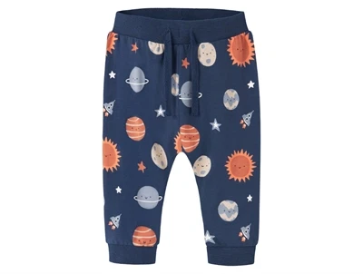 name it baby bukser insignia blue med planetprint