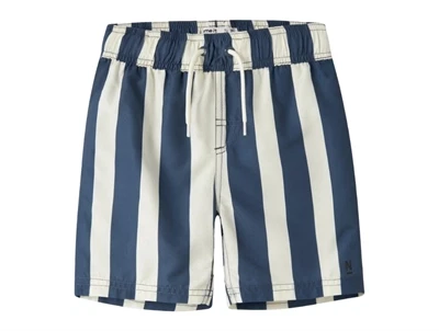Name It badeshorts blå og råhvid med striber