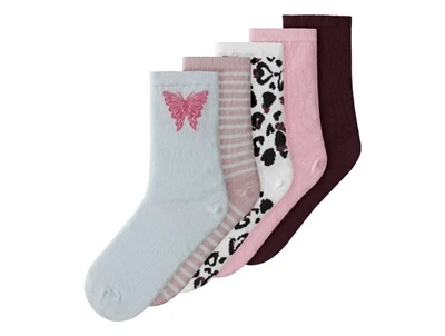 Name It strømper i hvid og rosa med mønster 5 pak