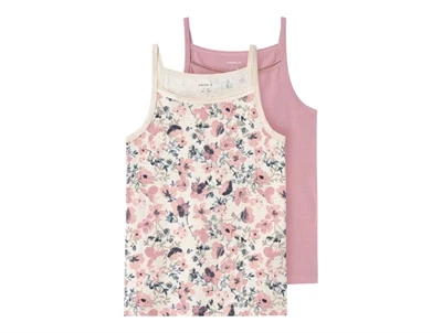 Name It strop top i rosa 2 pak med blomsterprint