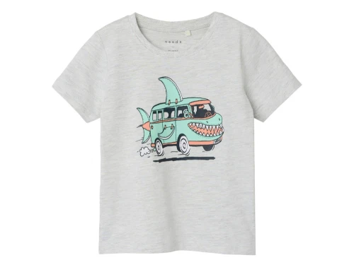 Name It light grey melange shark bus t-shirt