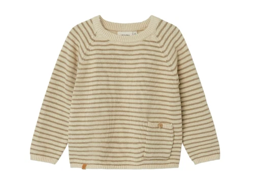 Lil Atelier wood ash stribet strikbluse