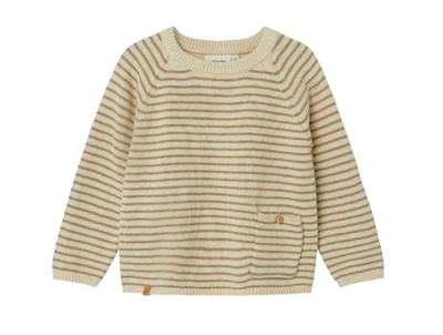 Lil Atelier wood ash stribet strikbluse