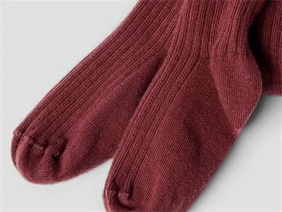 Lil\' Atelier MINI strømpebukser i brun nuance hot chocolate med ribstruktur  