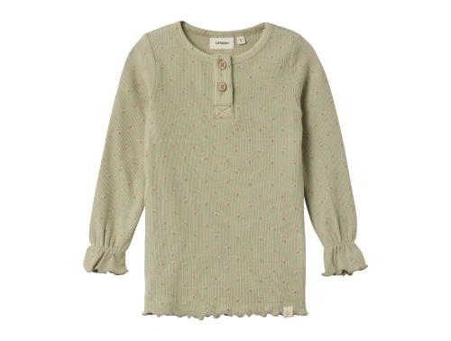 Lil Atelier moss gray blomstret top