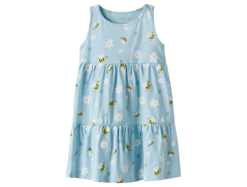 Name It kjole i cool blue med print af bier og blomster