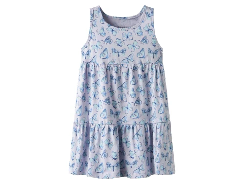 ærmeløs kjole med sommerfugleprint fra Name It i lilla nuance