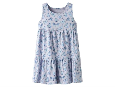 ærmeløs kjole med sommerfugleprint fra Name It i lilla nuance