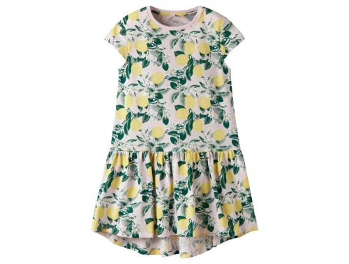 name it kjole i rosa med citronprint, set forfra