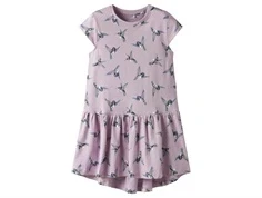 name it kjole i lilla med kolibri-print, set forfra