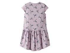 name it kjole i lilla med kolibri-print, set bagfra