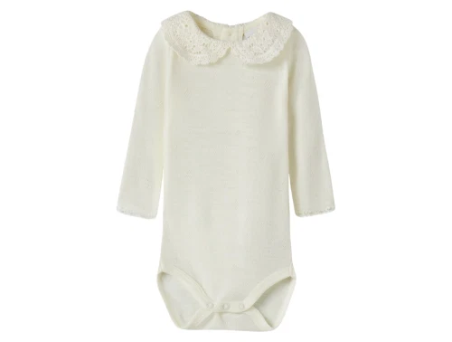 Name It body i snow white med lange ærmer og blondekrave
