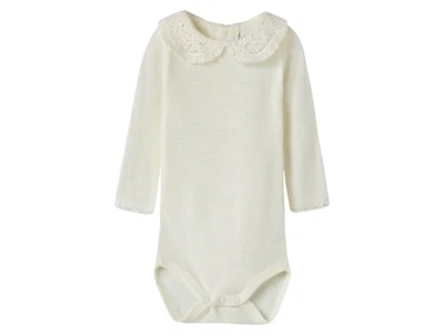 Name It body i snow white med lange ærmer og blondekrave