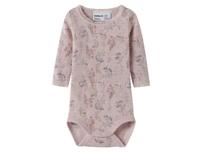 Name It body i violet ice med blomsterprint og lange ærmer