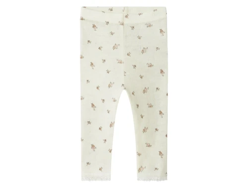 Name It leggings i snow white merinould med blomsterprint set forfra