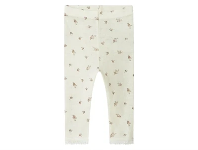 Name It leggings i snow white merinould med blomsterprint set forfra