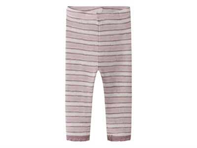 Name It leggings i snow white med rosa striber og hulmønster