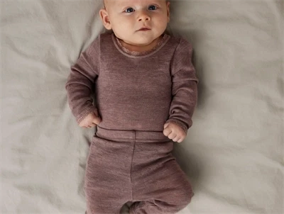 Name It leggings i antler støvet violet nuance i merinould på baby