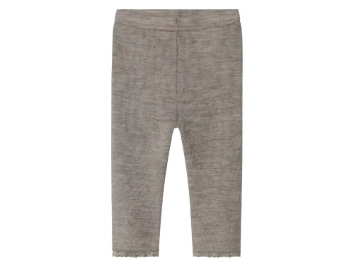 Name It leggings i grå nuance satellite i merinould med hulmønster set forfra