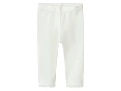 Name It leggings i snow white merinould med hulmønster set forfra