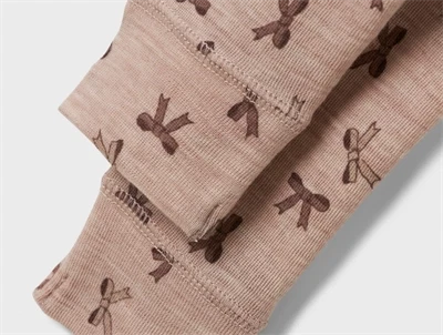 Name It leggings i shadow gray merinould med sløjfeprint detalje af print
