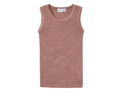 Name It uld undertrøje i antler merinould med hulmønster og blondekant