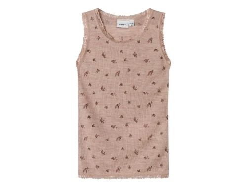 Name It uld undertrøje i shadow gray merinould med blomsterprint