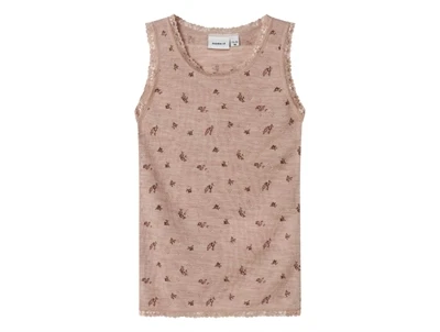 Name It uld undertrøje i shadow gray merinould med blomsterprint