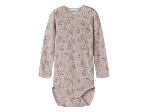 Name It merinould body i lilla nuance med blomsterprint