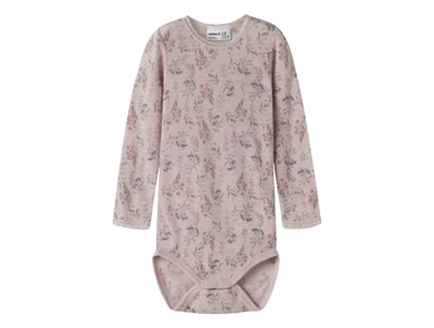 Name It merinould body i lilla nuance med blomsterprint