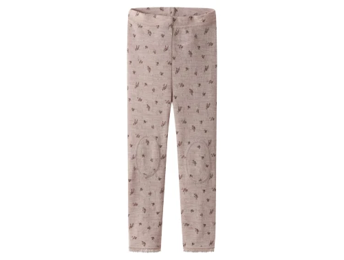 Name It leggings i shadow gray støvet rosa nuance i merinould med blomsterprint set forfra
