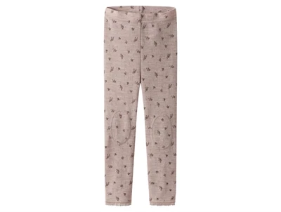 Name It leggings i shadow gray støvet rosa nuance i merinould med blomsterprint set forfra