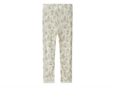 Name It råhvide leggings i merinould til børn med blomster