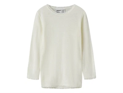 Name It merinould bluse i råhvid nuance med hulmønster