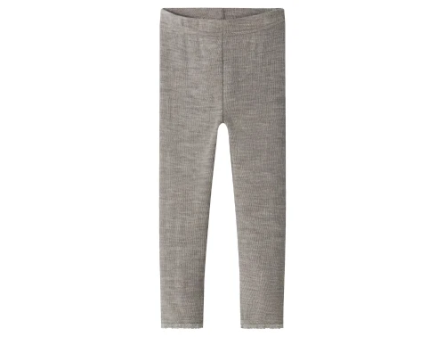 Name It leggings i gråbrun nuance satellite i merinould med hulmønster set forfra