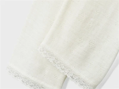 Name It råhvide merinould leggings med blondedetaljer