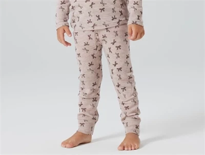 Name It leggings i shadow gray merinould rib med sløjfeprint på barn