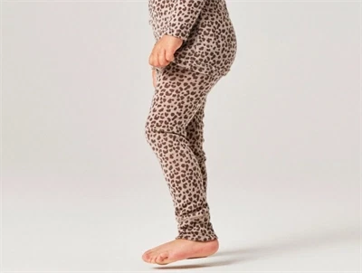 Name It merinould leggings i grå nuance med leopardprint
