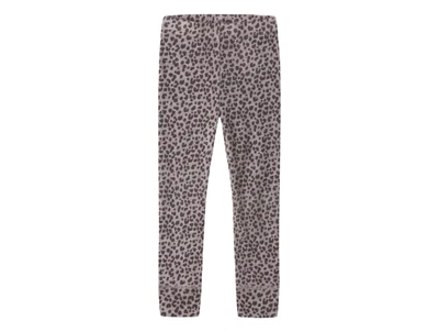 Name It grå leggings i merinould til børn med leo print