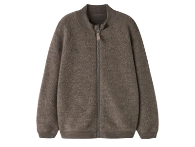 Name It merinould cardigan i morel med lynlås forfra